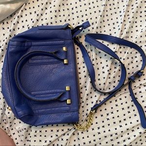 Blue Crossbody Bag w/Gold Detailing